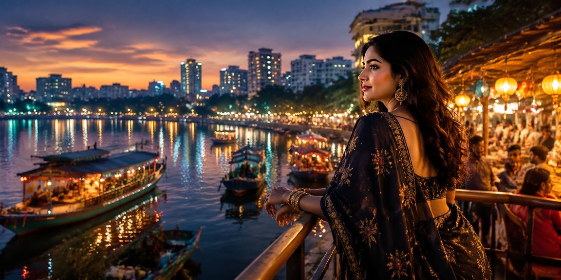 ঢাকার নাইট মার্কেটে মোবাইলে অনলাইন লটারি খেলার দৃশ্য
